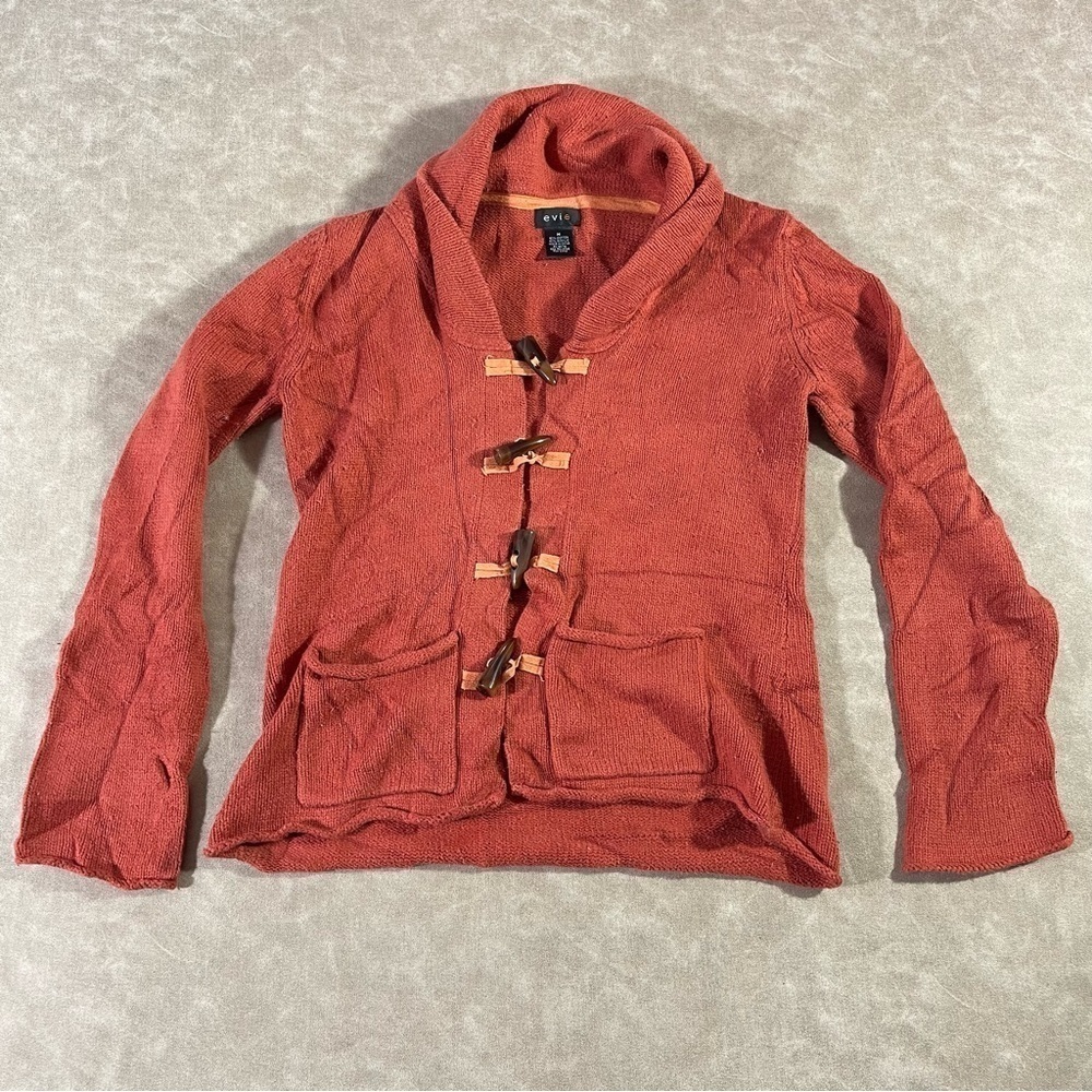 Evie Orange Button down Front Pocket Long Sleeve‎ Cardigan Jacket M